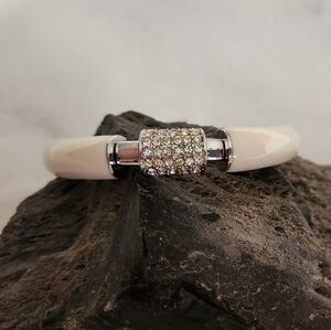 NWT Lia Sophia "Technicolor" White and cut crystal silver bracelet